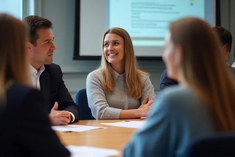 Group participating in a leadership training exercise