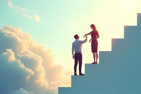 Coach guiding a client towards a goal