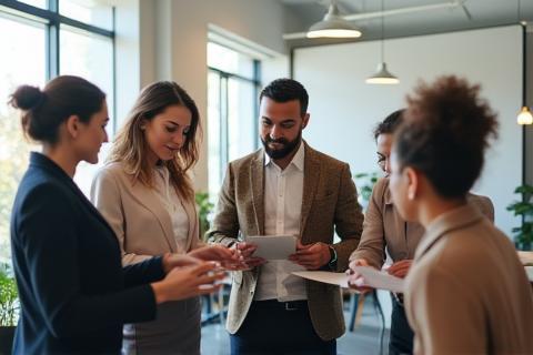 Diverse team collaborating effectively